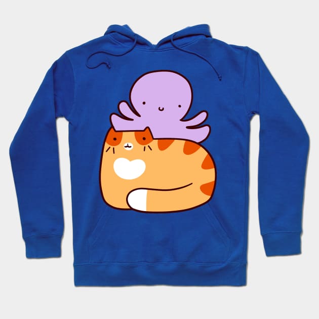 Orange Tabby and Octopus Hoodie by saradaboru